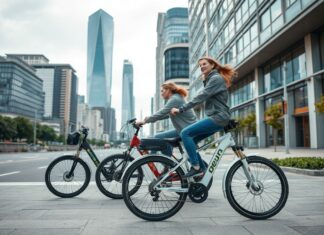Şehir İçindeki Rüzgârlı Günlerde Elektrikli Bisikletler ile Gezmek Exploring the city on windy days with electric bicycles